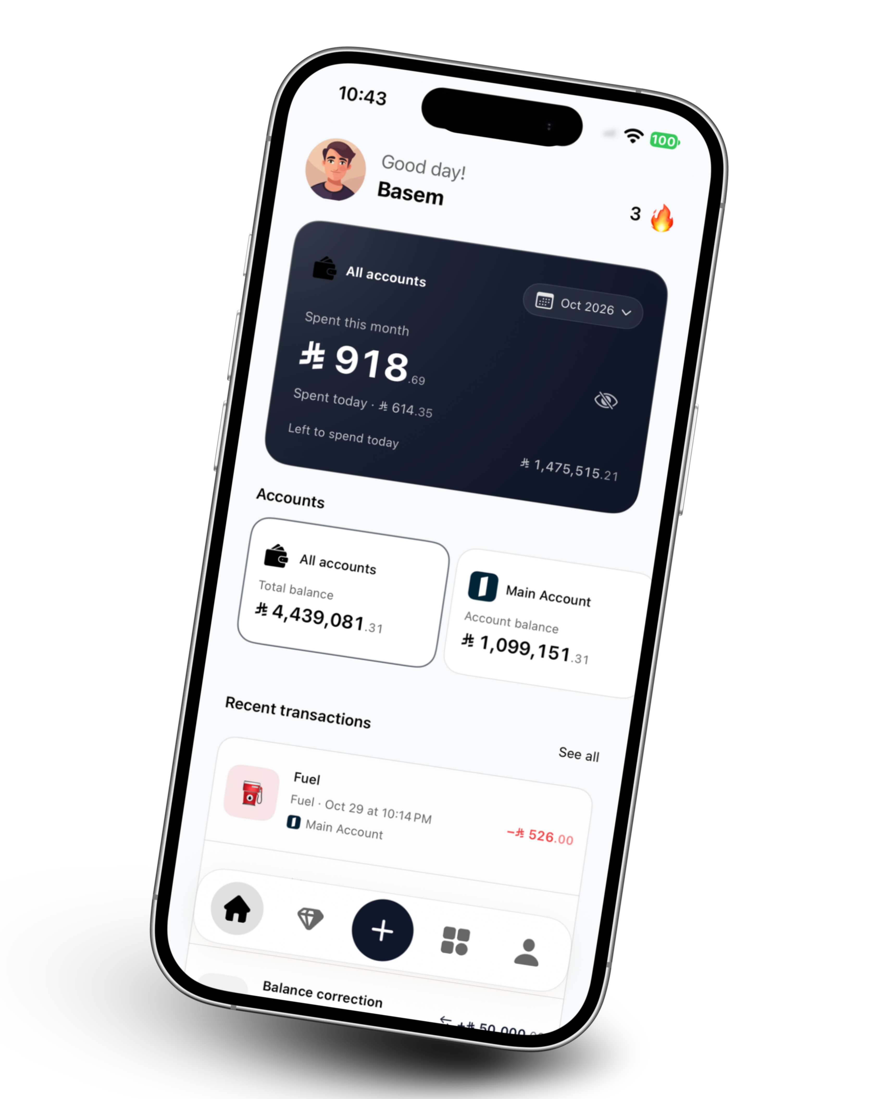 Noted account and transaction dashboard